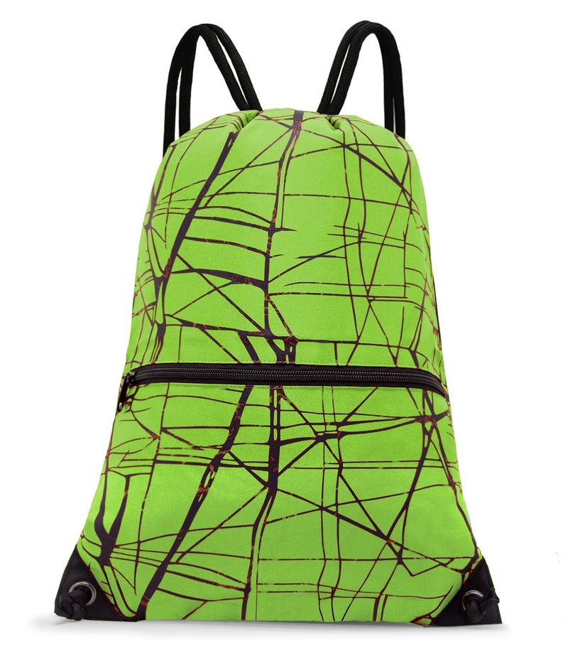 HOLYLUCK Drawstring Backpack Bag Sport Gym Sackpack (metallic-green) - Image 1
